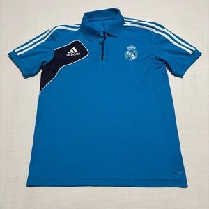 Vintage Adidas Real Madrid 2012-2013 Blue Polo Jersey | Size Medium